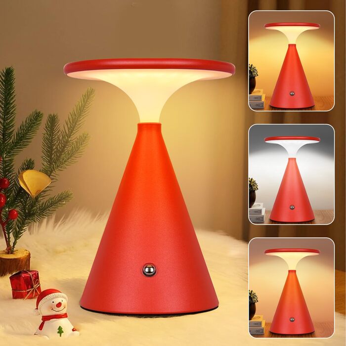 Настільна LED лампа акумуляторна бездротова 2 в 1 (зовні/всередині), димується, сенсорна, 4000mAh, червона (1 шт.)