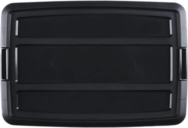 Iris Ohyama Storage Boxes with Lids, 60L, Set of 4, Black, Secure Closure, Stackable, Handles, for Bedroom, Closet, Office, Organization, BPA-Free Plastic, Storage Boxes, NTB-60