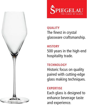 Spiegelau Champagne Glasses 250 ml, 2 Pieces, Definition, 1350169, Crystal Glass Sparkling Wine Glasses, Champagne Glasses Dishwasher Safe