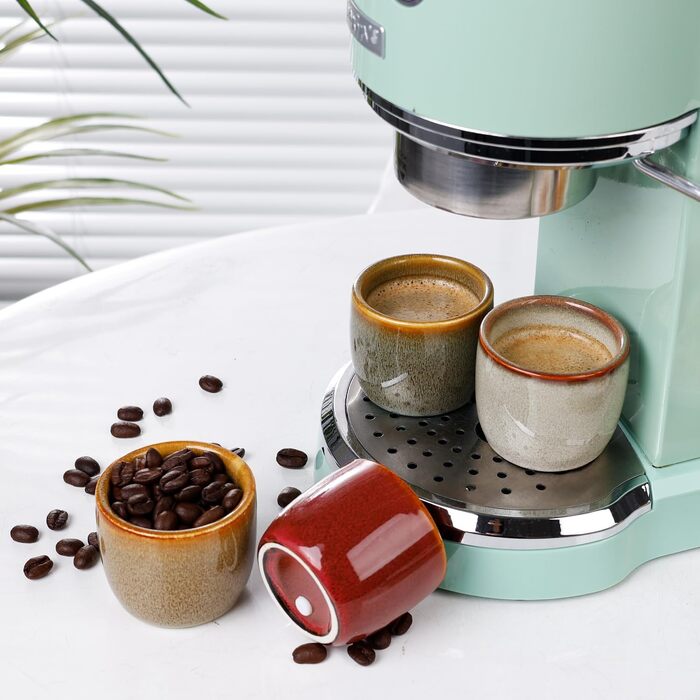 Набір керамічних чашок для еспресо Demitasse, двостінні глазуровані чашки для Nespresso, 4 кольори, 60 мл, 4 шт.