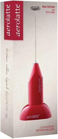 Aerolatte - бездротовий спінювач молока з тримачем, на батарейках, з нержавіючої сталі (червоний)