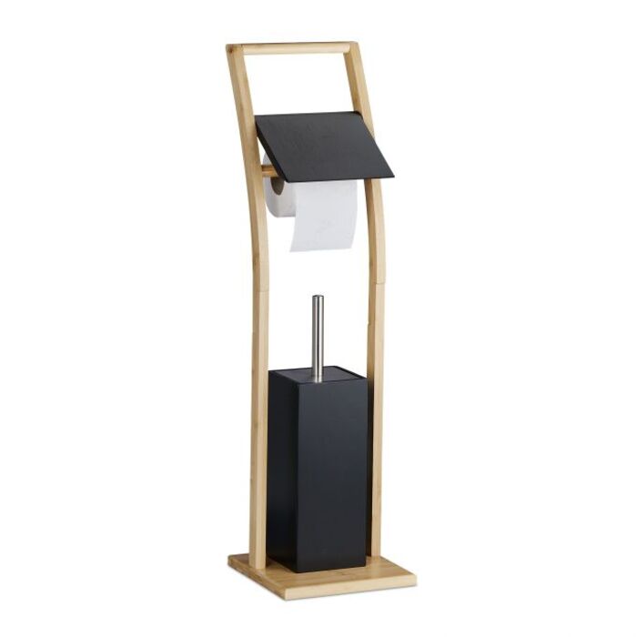 Relaxdays Toilet Set Bamboo Black