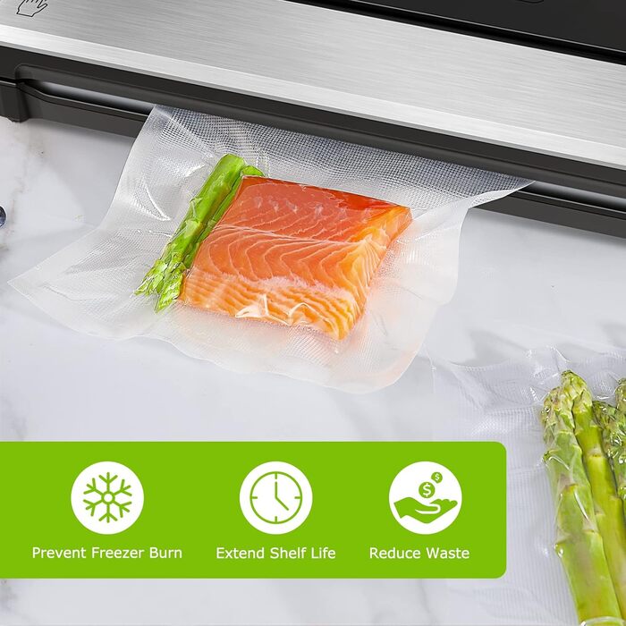 Bonsenkitchen Vacuum Bags 200 Bags 20x30 cm, Professional Foil Bags for all Vacuum Sealers, Vacuum Bags for Food, Sous Vide Freezer Bags, Seal Bags, BPA-free, VB3208