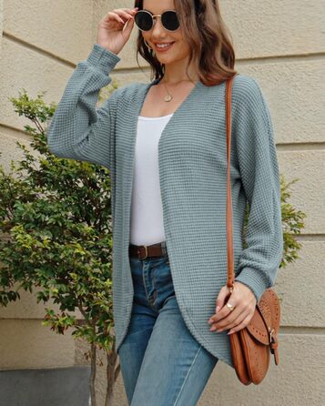 Жіноча в'язана жилетка на осінь Cardigan з V-подібним вирізом, стильна та елегантна (Сіро-блакитний, M)