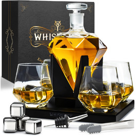 Набір віскі Whiskey Karaffe Set: декантер, 4 склянки, 4 камені для віскі, подарункова коробка, 1000 мл