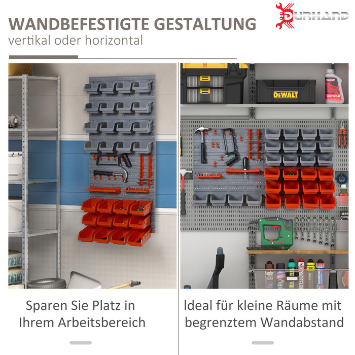 Tool Wall Tool Holder Red Gray 63.5x22.5x95.5 cm for Garage Workshop Organization System