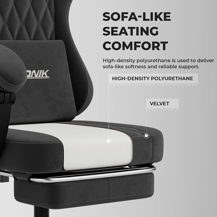Ігрове крісло Ergonomic Gaming — ергономічний комп'ютерний стілець з регулюванням висоти та нахилу спинки для дітей, підлітків та дорослих, чорний