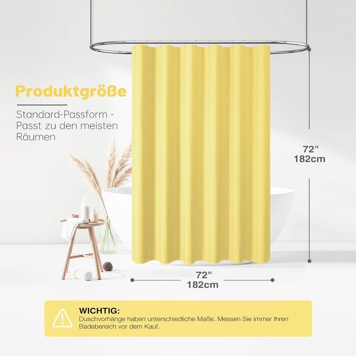 Шторка для душу BTTN вафельна, 180x200 см, антигрибкова, важка, водонепроникна, текстильна, з 12 гачками, зелена