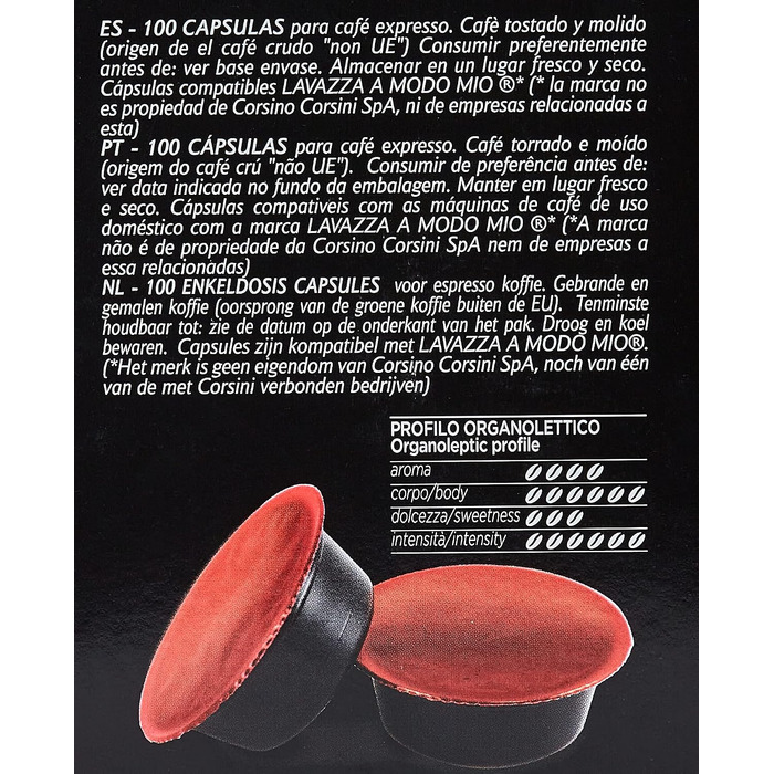 Кава в капсулах Caffè Corsini Classico Italiano, сумісні з Lavazza a Modo Mio, 100 шт по 7.5 г