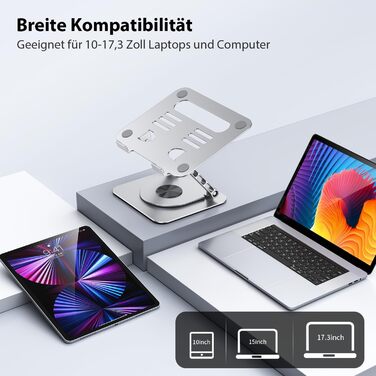 Підставка для ноутбука CreaDream, алюміній, 360° обертання, регульована, для 10-17