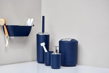 Кошик для косметики та смітника у ванну WENKO Brasil L, 6.5 л, з гойданковим кришкою, ударостійкий пластик, BPA-free, темно-синій