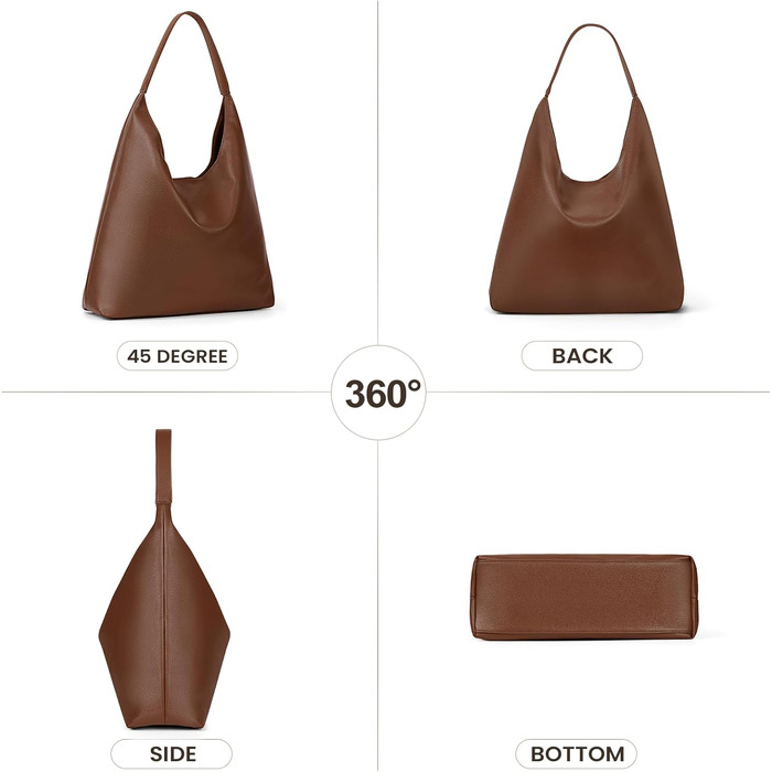 Сумка жіноча GSenhui Hobo Bag шопер з м'якої шкіри коричневого кольору для роботи, навчання та покупок