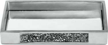 Набір аксесуарів для ванної кімнати Dwellza, сріблястий мозаїчний набір, 6 предметів, включає: дозатор мила, тримач для зубних щіток, стакан, мильниця, кришка для серветок, сміттєвий бачок (унікальний)