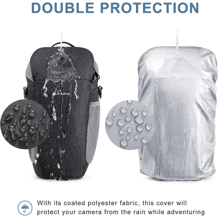 Водонепроникна сумка для камери S-ZONE для фотографів, сумісна з Nikon, Canon, Sony (чорна)