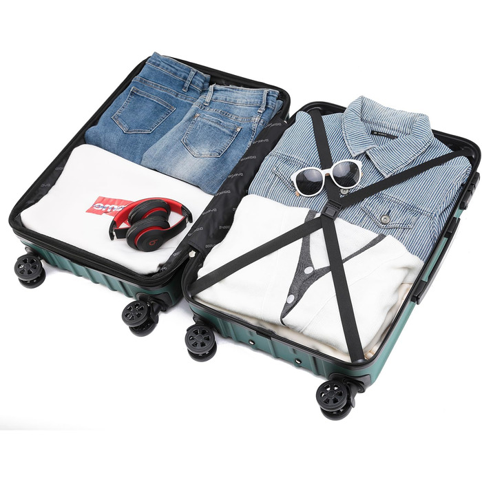 Чемодан BEIBYE з жорсткою обшивкою, TSA-замок, розширюваний, 55 см (Темно-зелений)