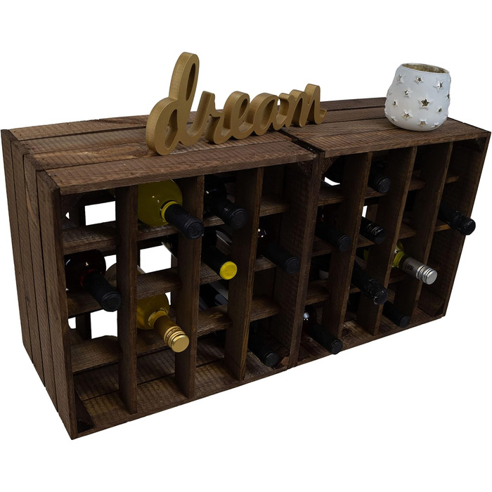 Wine Rack 16er white/natural/flamed Dimensions 40x40x27cm Shelf Box Bottle Rack Wine Rack Apple crate/Wine crate (dark)