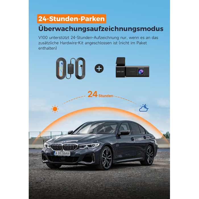 Автомобільний відеореєстратор E-YEEGER 2.5K 1440P з WiFi, IPS екраном 1.47