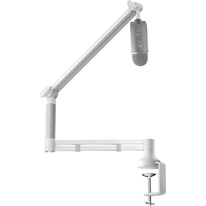 Низькопрофільний мікрофонний важіль, міцний тримач для мікрофона з кріпленням до столу 7 см, адаптери 3/8' та 5/8', для Blue Yeti, подкастів, геймінгу, вантажопідйомність до 2 кг, білий