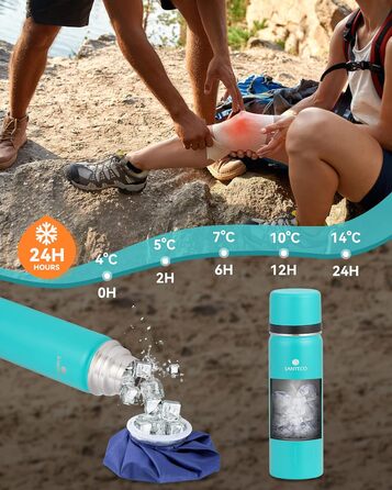 Термос-термокана Santeco з нержавіючої сталі, 1л, 500мл, з антивитіканням, ізольована пляшка з кришкою-чашкою для подорожей, термос для кави та чаю для дітей, спорту, без BPA, 24 години холод & 12 годин гарячий (зелений джунглів, 1000 мл)