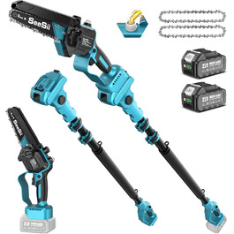 Акумуляторна міні-пила SEESII 6 дюймів (8000mAh) з автоматичною змащенням та запасним ланцюгом - для стрижки гілок та дерева