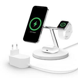 Belkin BoostCharge Pro 3-в-1 MagSafe Бездротове Зарядне Пристрої для iPhone 13, Apple Watch та AirPods (15W) - Білий