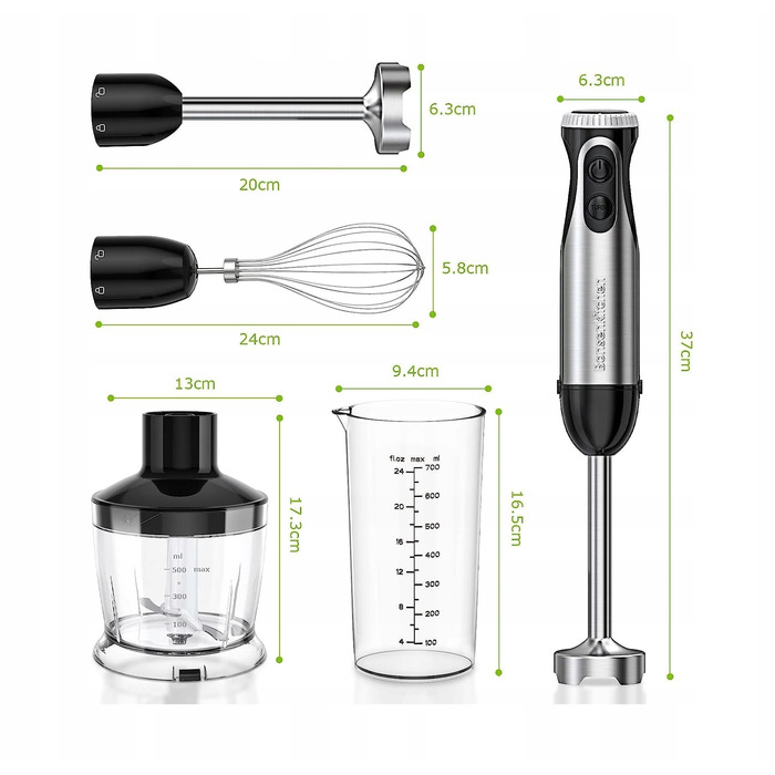 Погружний блендер Bonsenkitchen HB3203 1000 Вт, сріблястий/сірий