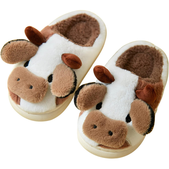 Тапочки-корови для дому: плюшеві, теплі, унісекс, 40/41 EU (колір: кава)