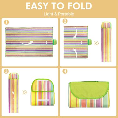 Водонепроникний килимок для пікніка Hozelin, великий, складаний, для пляжу, кемпінгу, відпочинку на траві, походів та подорожей (152,4 x 203,2 см, блакитний)