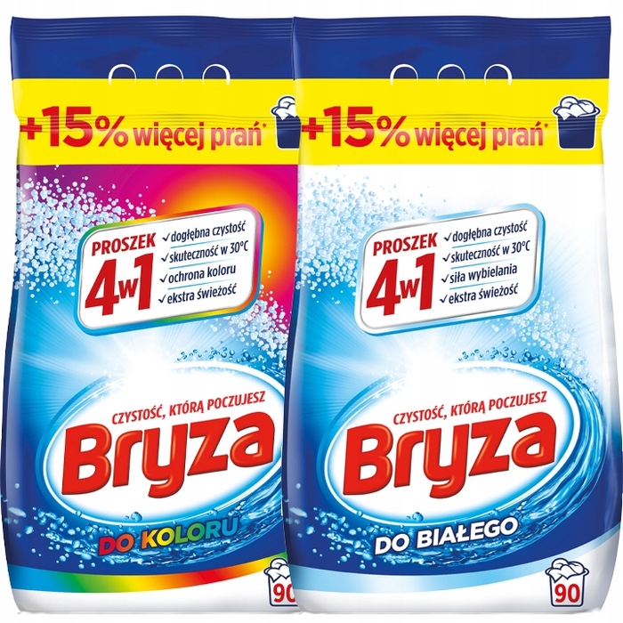 Пральний порошок Bryza для кольорових та білих речей, 2 x 5,85 кг (180 прань)