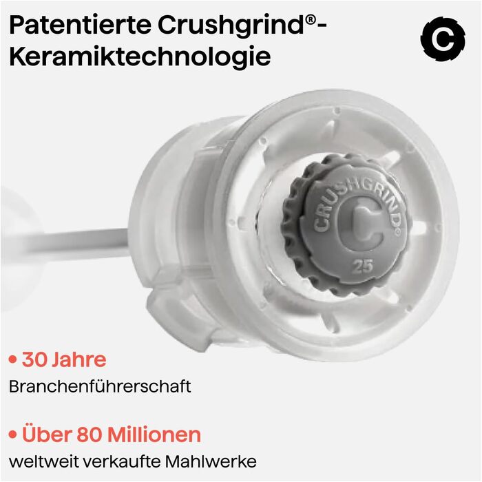 Млинок для солі та перцю CrushGrind Stockholm Mini 110 мм, неіржавна сталь, нейлон