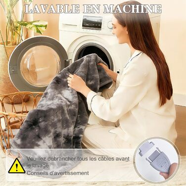 Електрична ковдра COZYTY 150x200 см з автовимкненням – фланель, 6 режимів нагріву, таймер, захист від перегріву, машинне прання (сірий, чорний)