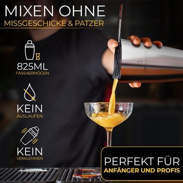 Набір для коктейлів EMPATION, 8 предметів: Boston Shaker з нержавіючої сталі 825 мл, мінімалістичний барний аксесуар, набір для початківців та професіоналів, ідеальний подарунок