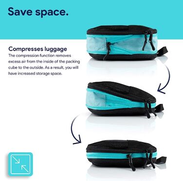 Набір кубиків-органайзерів для багажу Atacama Premium: компресійні мішки з двома кишенями для рюкзака та валізи - чорний, комплект з 6 шт. (4 шт.)
