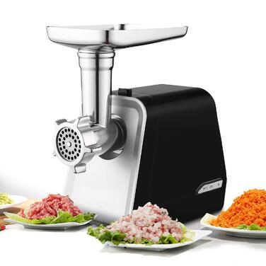 Електрична м'ясорубка Profi 1500 Вт 4-в-1 з контейнером для зберігання, набором для ковбас, 3 дисками та насадкою для печива - для дому