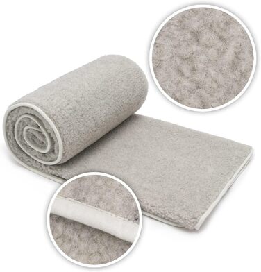 Плед з мериносової вовни, 240x200 см - теплий та м'який плед з 100% мериносової вовни, великий та пухнастий, вага 500 г/м², дихаючий матеріал, сірий колір