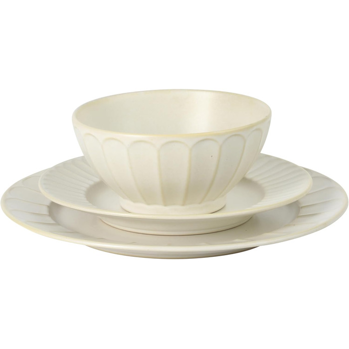 Сервіз столовий Gibson Elite Northrock Steingut 16-частинний для 4 осіб (12 предметів) - Білий з ручним розписом, основа з теракоти (Winchester Way)