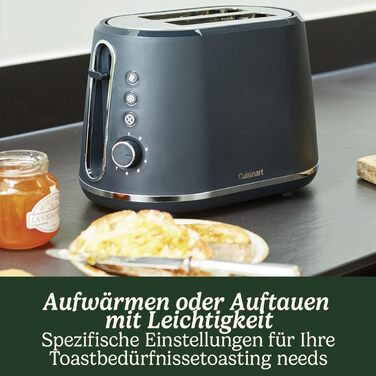 Cuisinart 2-Slice Toaster | Extra deep and extra wide slots, ideal for thick bread and bagels | Lift lever | 7 browning levels plus defrost | Matching kettle available | Gray 2-slice Gray