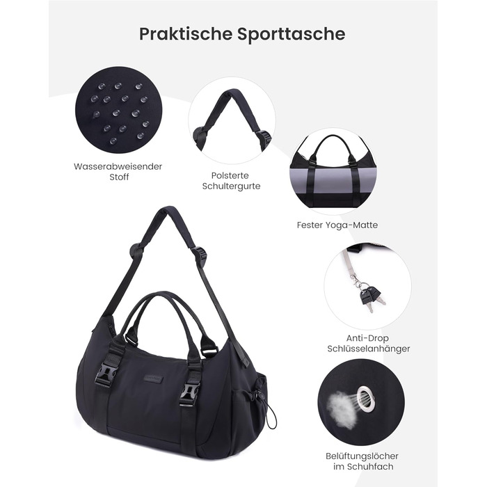 Спортивна сумка LOVEVOOK 50L: для фітнесу, йоги, подорожей, з відділенням для взуття та килимка