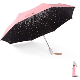 Стійкий до ультрафіолету компактний складаний парасоль від Voy Lady – Рожевий з квітковим принтом (96 см)