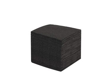 HostelNovo - Set of 4 Napkin Rings with 200 Cocktail Napkins 10x10 cm - Napkin Holders made of Robust Stainless Steel - Black Napkins, Disposable Paper