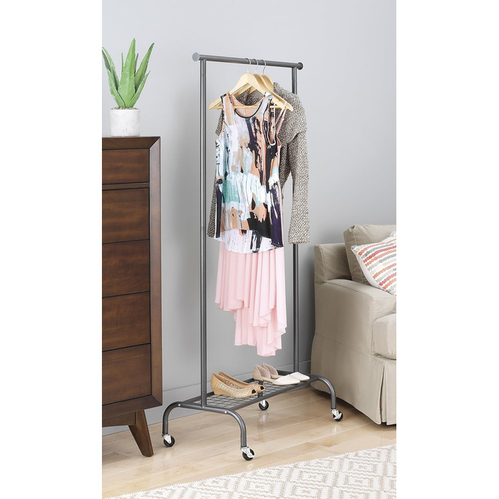 Whitmor Clothes Rack, Adjustable, White/Chrome (Gunmetal Grey)