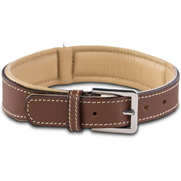 Нашийник для собак Джек Рассел, шкіряний, Amy - нашийник з натуральної шкіри, з підкладкою, міцний, двошаровий (M, Коричневий/Бежевий) M (37.0-44.0 см) Коричневий/Бежевий