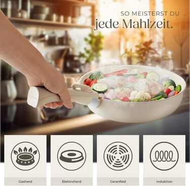 Набір посуду Tectake 16 предметів для індукції з керамічним антипригарним покриттям: каструлі, сковороди, кришки. Знімні ручки.