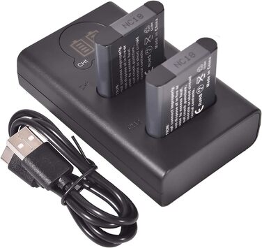 Замінна батарея DSTE 2x LI-90B + подвійний USB-зарядний пристрій з LCD-дисплеєм для Olympus SH-1, SH-50, iHS SH-60, SP-100, SP-100EE, Tough TG-1, iHS Tough TG-2, iHS Tough TG-3, XZ-2 iHS