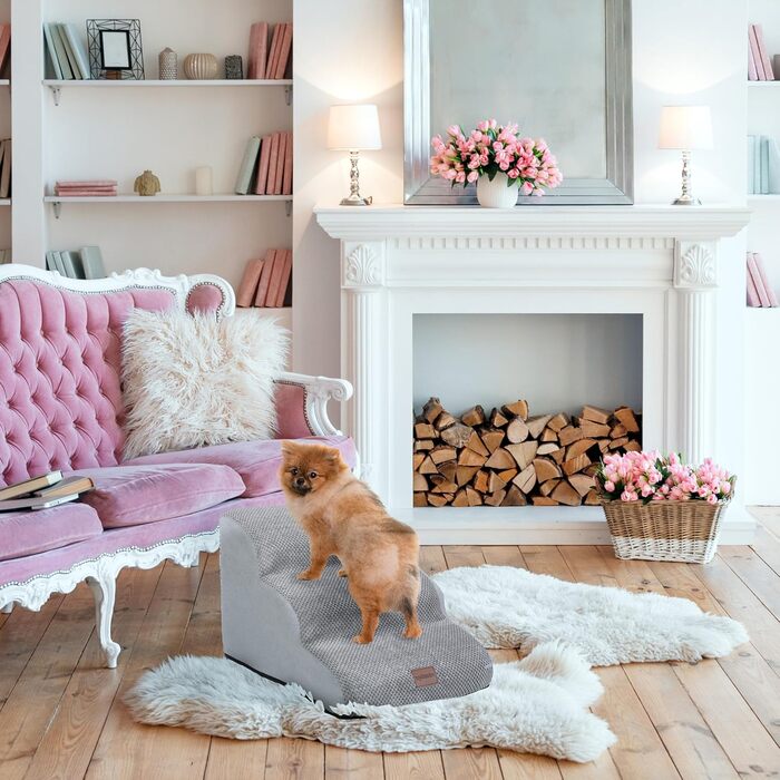 Сходинки для собак та котів Relaxdays, 3 сходинки, сірі, 33 x 41 x 54 см