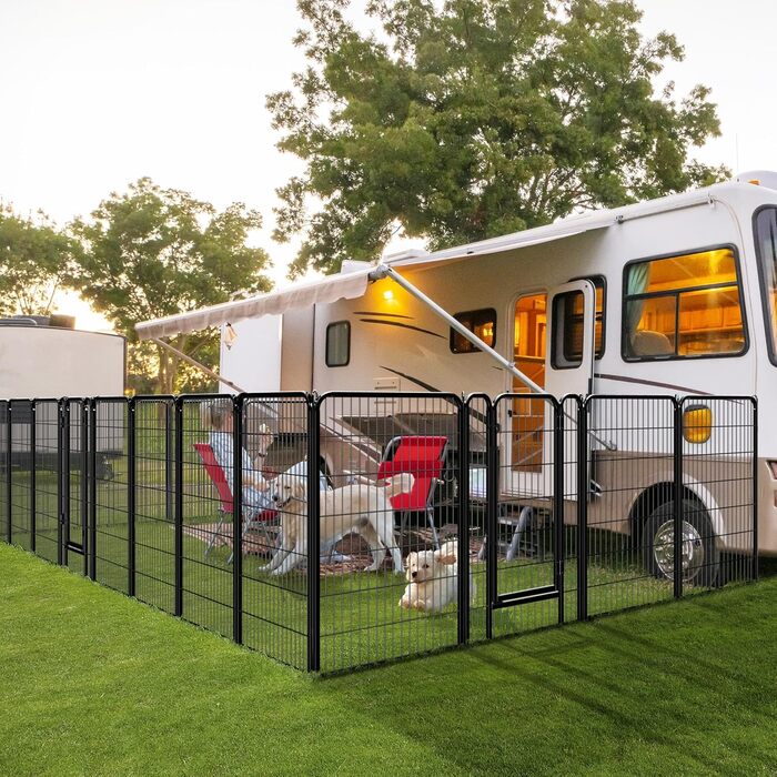 Вольєр для цуценят Yaheetech, 120 см, 16 частин, автоматичне замикання, чорний, для квартири та саду