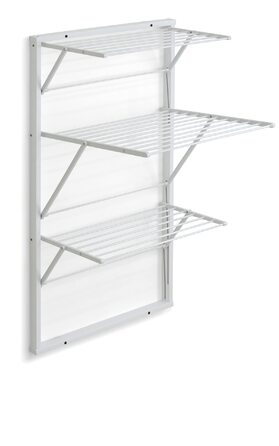 Настінна сушарка для білизни Karim від Arredamenti Italia, дерев'яна, висувна, 16 м дроту, фініш з вишневого дерева, міцна конструкція з масиву, незалежні сітки (P63 x L68 x H119 см, білий)