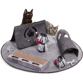 CanadianCat Company | Coleen Cat Activity Mat, Intelligence Toy for Cats, Interactive Activity for Cats Play Mat, Play Mat, Gray/Brown, 110 x 90 cm (ActivityTeppich COSMO)