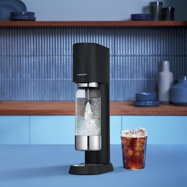 Sodastream Enso Premium – Сифон для газування води з нержавіючої сталі, чорний + CO2 балон 1л (пляшка в комплекті, придатна для миття в посудомийній машині)