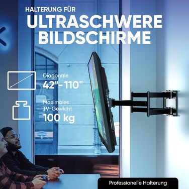 Настінний кріплення для телевізора ONKRON M7L-B (M8L-B) – поворотний, для телевізорів 40-75 дюймів, до 68 кг, VESA 600x400, чорний